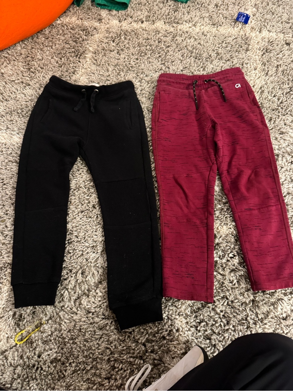 Kids Black and Burgundy Jogger Pants - Comfortable Everyday Bottoms